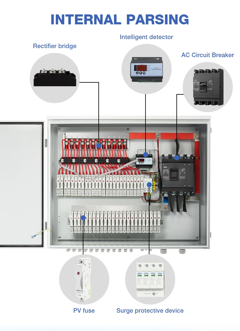 Solar DC1500V String 16 Input 1 Output Smart Anti Reverse Combiner Boxes Stainless Steel